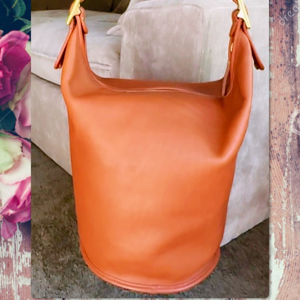 COACH BRITISH TAN LEATHER XL DUFFLE FEED SAC BUCKET BAG 9085 - Picture 3 of 16